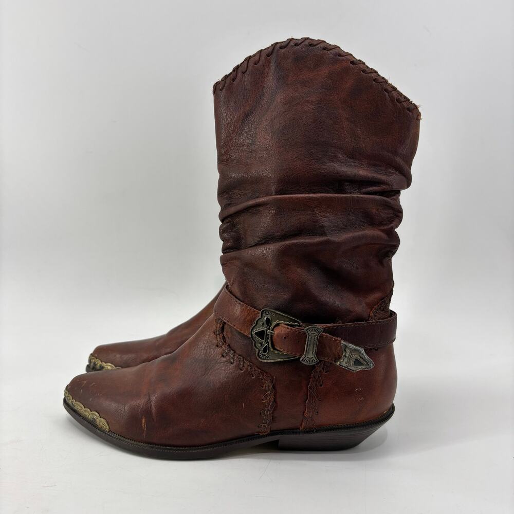 Zodiac Womens Size 7.5 Western Cowboy Boots Brown Leather Boho